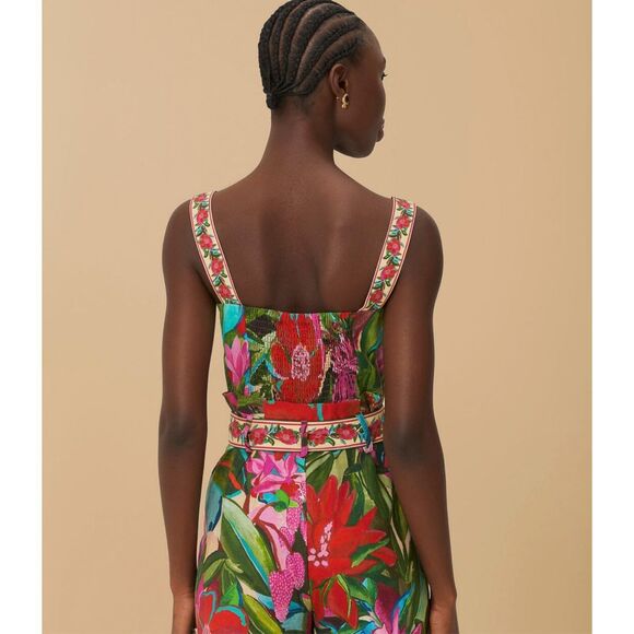 NWOT-🌺Stunning Farm Rio Floral Button-Front Romper Size: Small - Picture 3 of 12